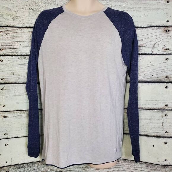 Departwest Men’s L Gray Blue Raglan Baseball Tee Long Sleeve Casual - Picture 1 of 7